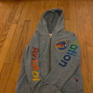 Kids Aviator Nation Zip Hoodie- Heather Gray